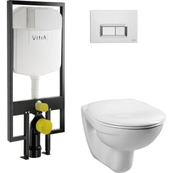 Комплект подвесной унитаз VITRA NORMUS, система инсталляции VITRA V8, кнопка LOOP R глянцевый хром, сиденье микролифт